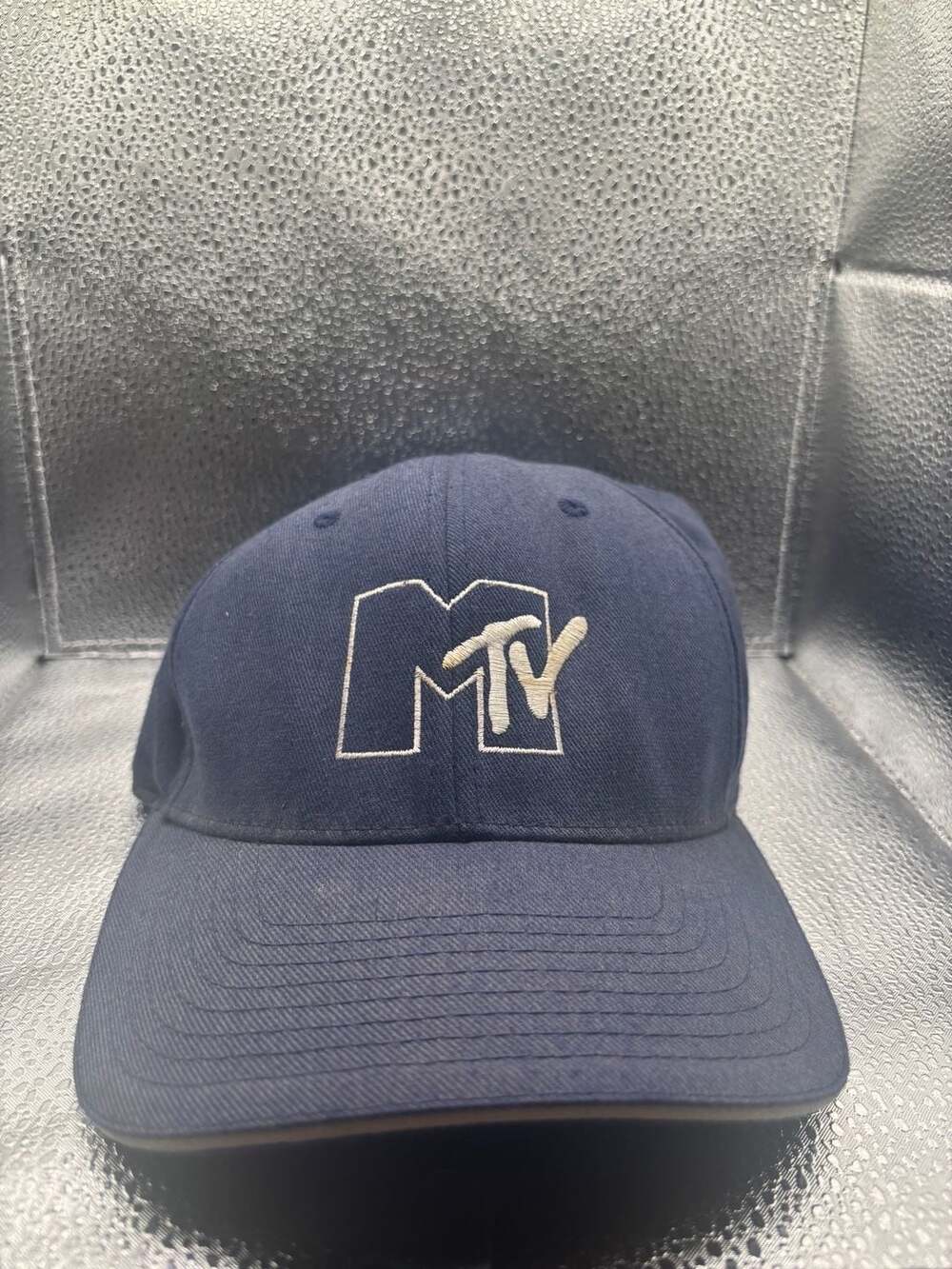 MTV Logo Embroidered Flexfit Yupoong Navy Baseball Cap